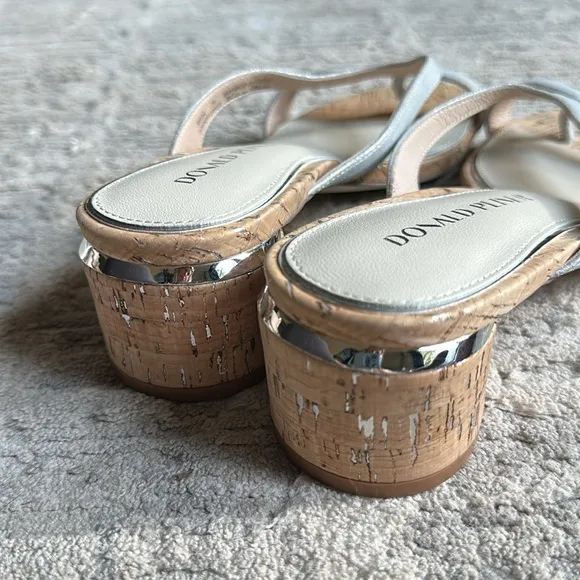 Donald Pliner Mida Cork Block Heel Comfort Slide Sandals Minimalist Leather 7.5