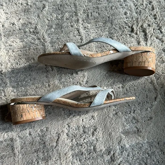 Donald Pliner Mida Cork Block Heel Comfort Slide Sandals Minimalist Leather 7.5