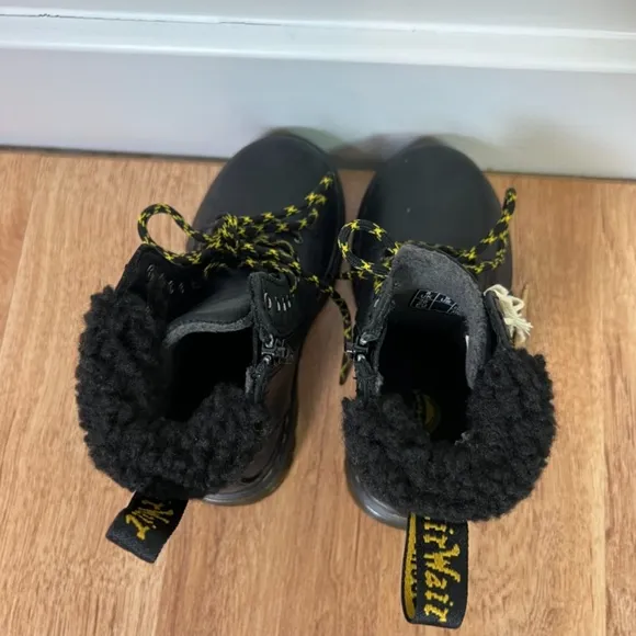 Dr. Martens Black Toddler Girl 1460 Collar Faux Shearling Warmwair Lug Boots 9