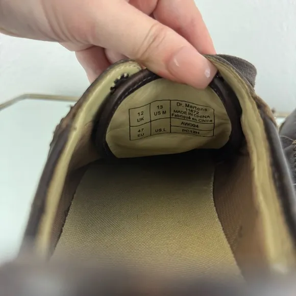 DR. MARTENS Mens Dark Brown Leather Cross Stitch Casual Lace Up Oxford Sneakers