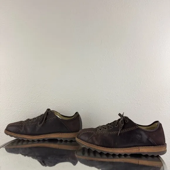 DR. MARTENS Mens Dark Brown Leather Cross Stitch Casual Lace Up Oxford Sneakers
