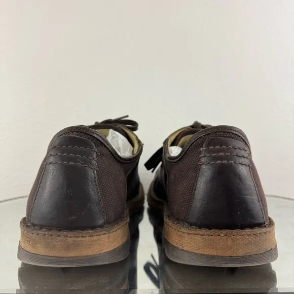 DR. MARTENS Mens Dark Brown Leather Cross Stitch Casual Lace Up Oxford Sneakers