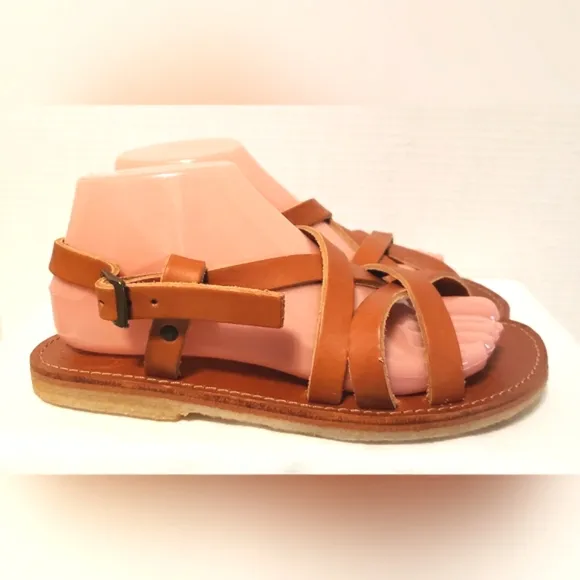 Duck Feet Bornholm Brown Strappy Flat Sandal Size 38 (US 7.5-8) NWOT