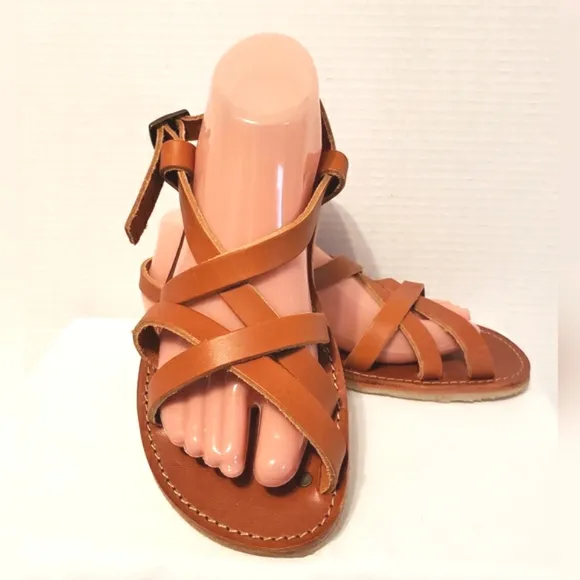 Duck Feet Bornholm Brown Strappy Flat Sandal Size 38 (US 7.5-8) NWOT