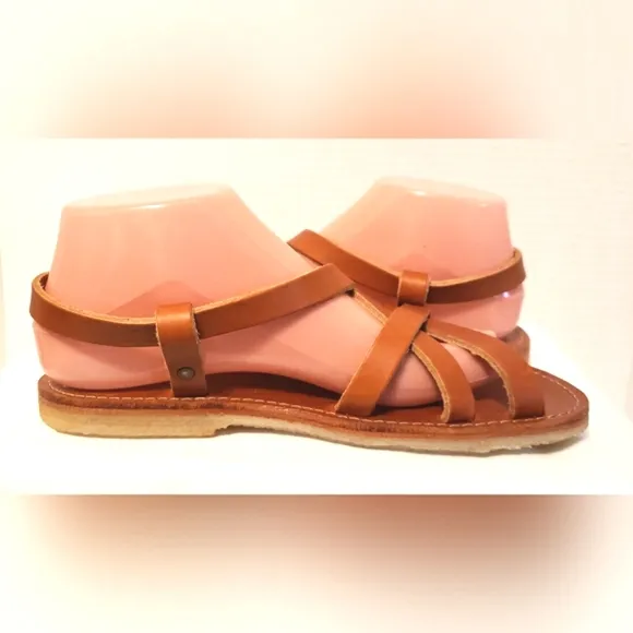 Duck Feet Bornholm Brown Strappy Flat Sandal Size 38 (US 7.5-8) NWOT