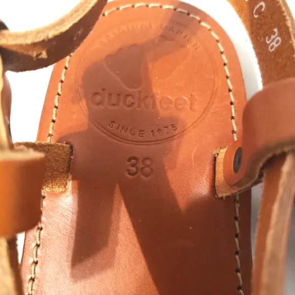 Duck Feet Bornholm Brown Strappy Flat Sandal Size 38 (US 7.5-8) NWOT