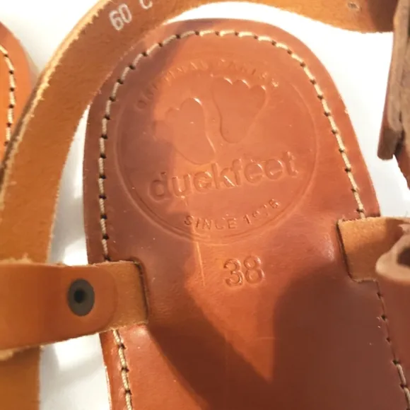 Duck Feet Bornholm Brown Strappy Flat Sandal Size 38 (US 7.5-8) NWOT