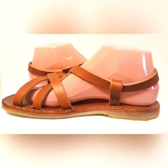 Duck Feet Bornholm Brown Strappy Flat Sandal Size 38 (US 7.5-8) NWOT