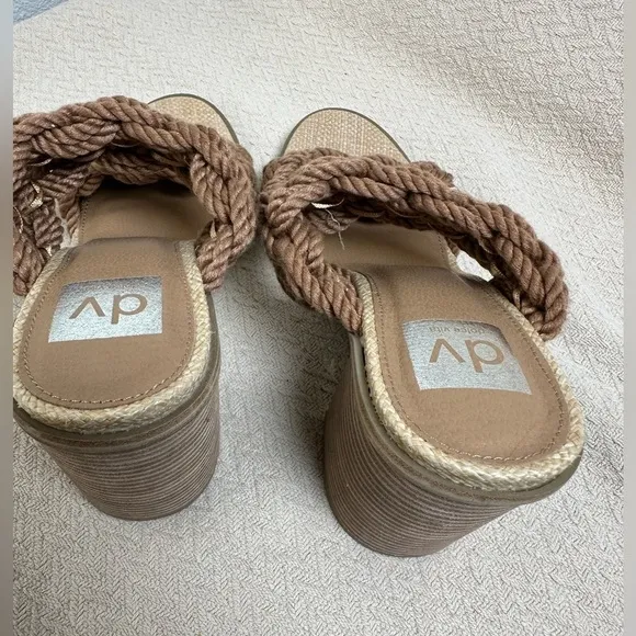 DV By Dolce Vita Toffee Roulette Block Heel Slide Sandal Fashion Slip-On Size 10