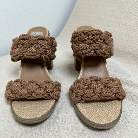 DV By Dolce Vita Toffee Roulette Block Heel Slide Sandal Fashion Slip-On Size 10