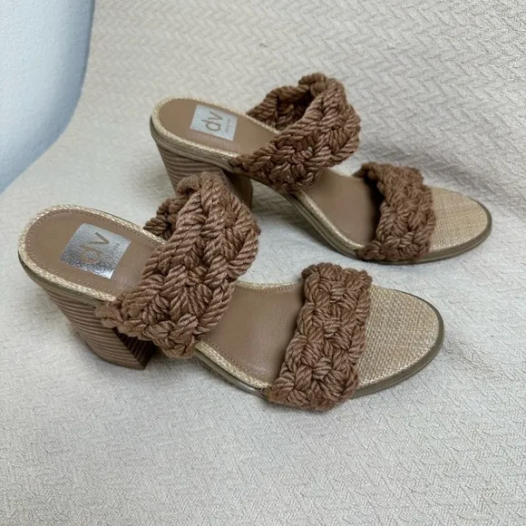 DV By Dolce Vita Toffee Roulette Block Heel Slide Sandal Fashion Slip-On Size 10