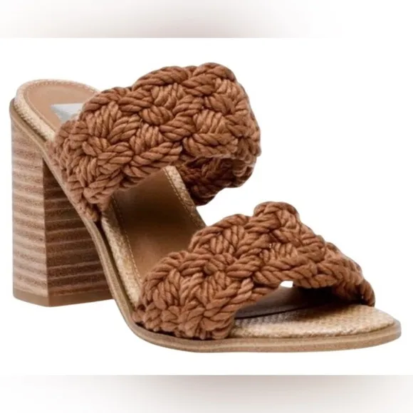 DV By Dolce Vita Toffee Roulette Block Heel Slide Sandal Fashion Slip-On Size 10