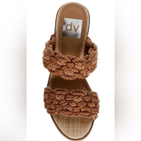 DV By Dolce Vita Toffee Roulette Block Heel Slide Sandal Fashion Slip-On Size 10