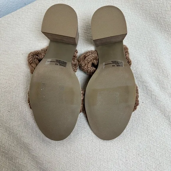 DV By Dolce Vita Toffee Roulette Block Heel Slide Sandal Fashion Slip-On Size 10