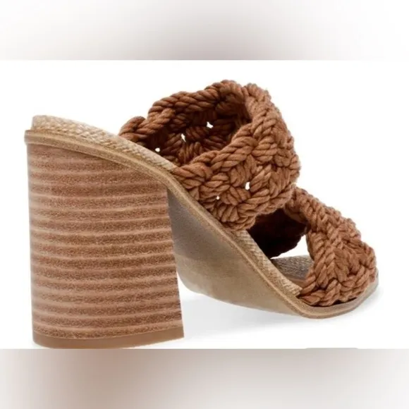 DV By Dolce Vita Toffee Roulette Block Heel Slide Sandal Fashion Slip-On Size 10