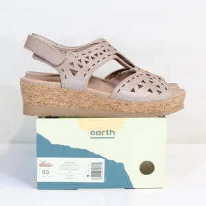 Earth Metallic Blush Buran Rosa Leather Open Toe Sandal NWT