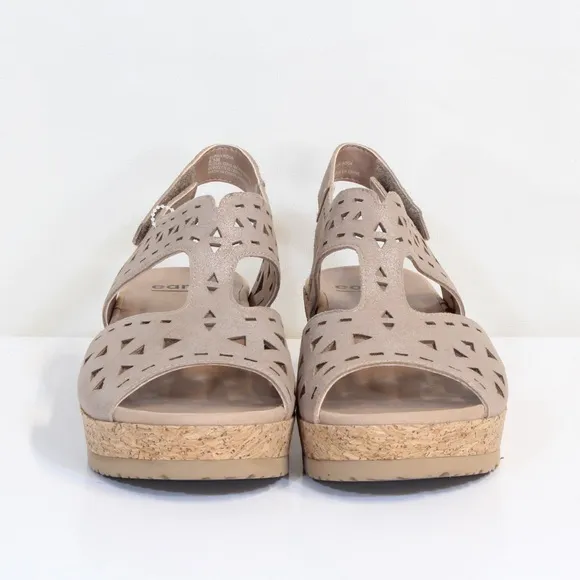 Earth Metallic Blush Buran Rosa Leather Open Toe Sandal NWT
