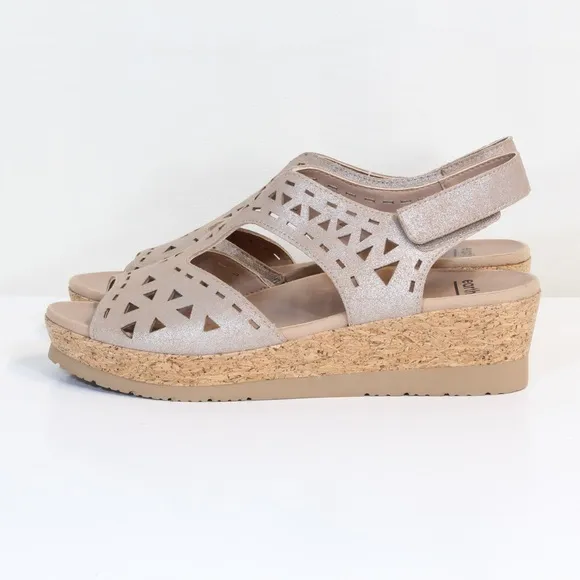 Earth Metallic Blush Buran Rosa Leather Open Toe Sandal NWT
