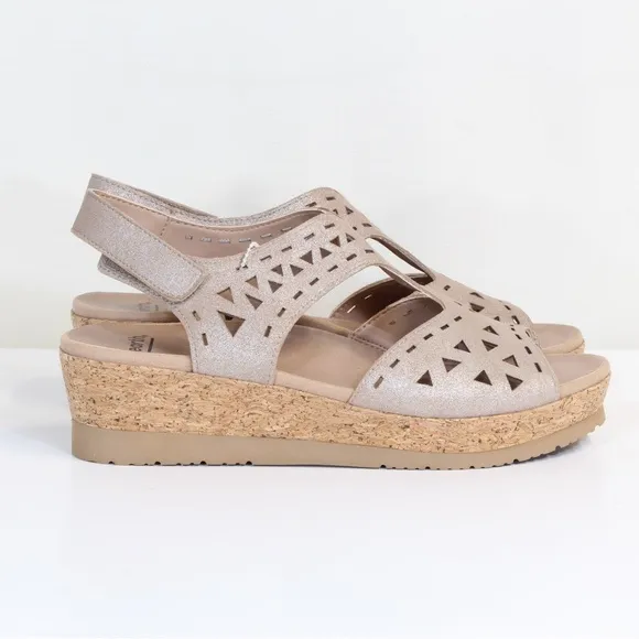 Earth Metallic Blush Buran Rosa Leather Open Toe Sandal NWT