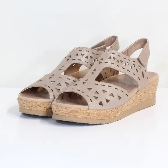 Earth Metallic Blush Buran Rosa Leather Open Toe Sandal NWT