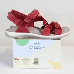 Earth Origins Savoy Slade Red Pepper Suede Open Toe Adjustable Strap Sandal NWT