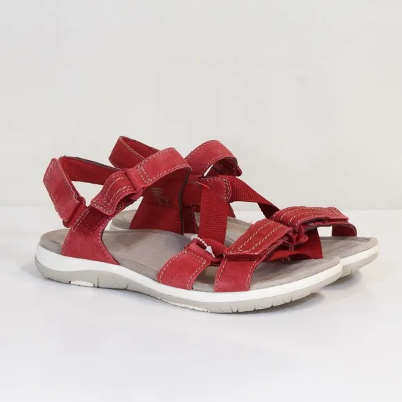 Earth Origins Savoy Slade Red Pepper Suede Open Toe Adjustable Strap Sandal NWT