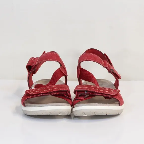 Earth Origins Savoy Slade Red Pepper Suede Open Toe Adjustable Strap Sandal NWT
