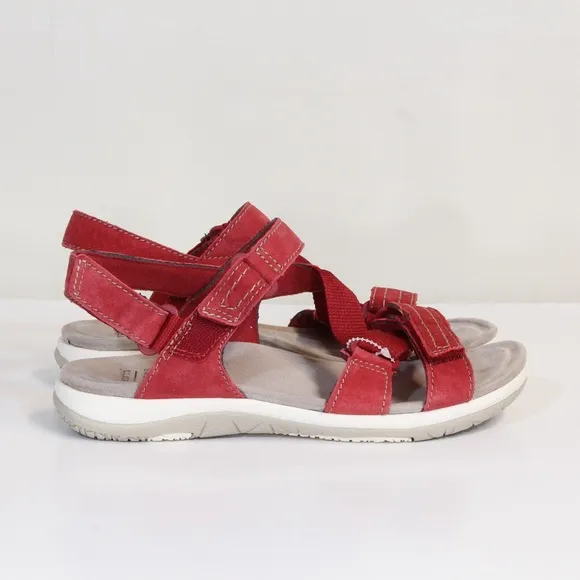 Earth Origins Savoy Slade Red Pepper Suede Open Toe Adjustable Strap Sandal NWT