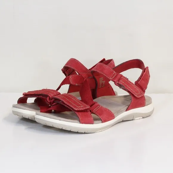 Earth Origins Savoy Slade Red Pepper Suede Open Toe Adjustable Strap Sandal NWT