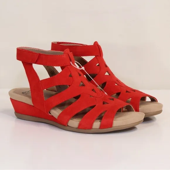Earth Pisa Chatham Spicy Red Suede Open Toe Gladiator Sandal NWT NIB