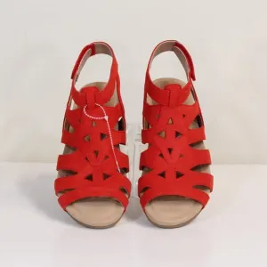Earth Pisa Chatham Spicy Red Suede Open Toe Gladiator Sandal NWT NIB