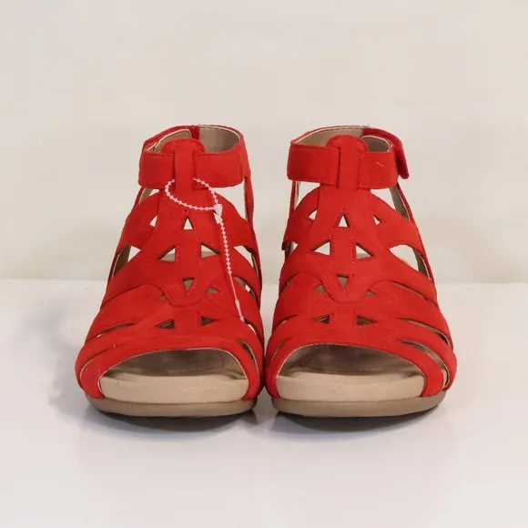 Earth Pisa Chatham Spicy Red Suede Open Toe Gladiator Sandal NWT NIB