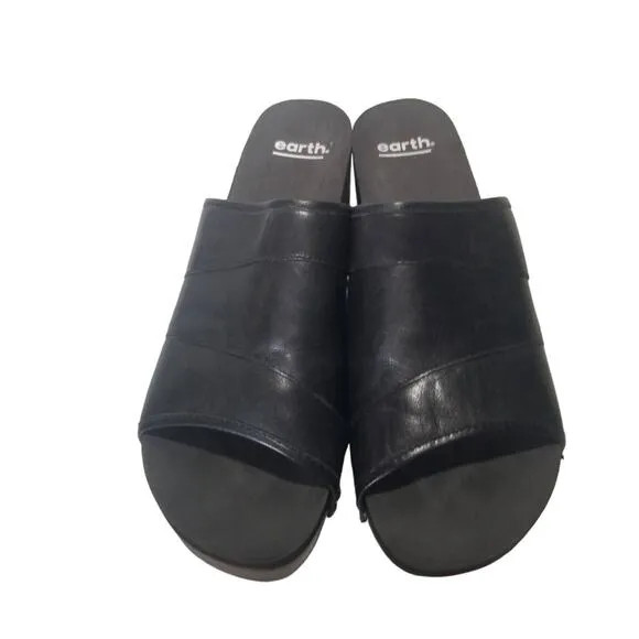 Earth Womens 11M Sandal Black 70's Style Pine Tiga Slip-On 2&quot; Platform Slide