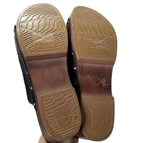 Earth Womens 11M Sandal Black 70's Style Pine Tiga Slip-On 2&quot; Platform Slide