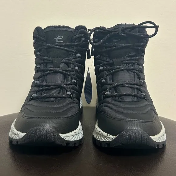 Easy Spirit Black Grey Marnie2 Faux Shearling Lined Ankle Boots NIB 7.5 Marnie 2