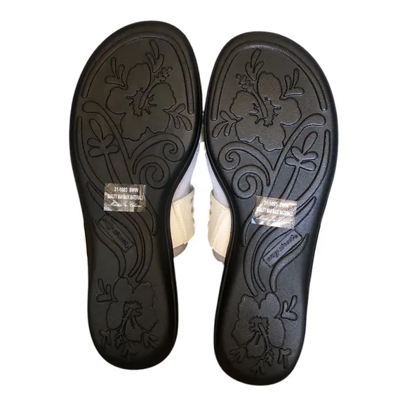 Easy Street® Agata Slide Sandals Cushioned Footbed Faux Leather Slide White 8WW