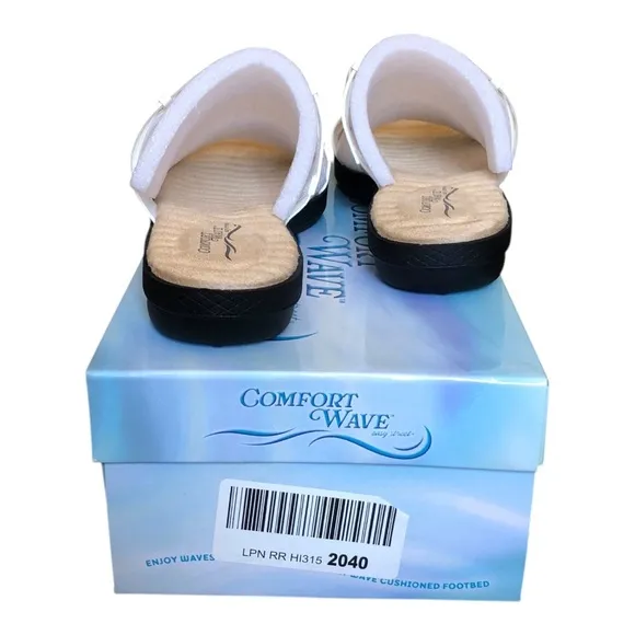 Easy Street® Agata Slide Sandals Cushioned Footbed Faux Leather Slide White 8WW