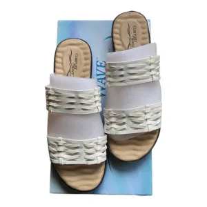 Easy Street® Agata Slide Sandals Cushioned Footbed Faux Leather Slide White 8WW