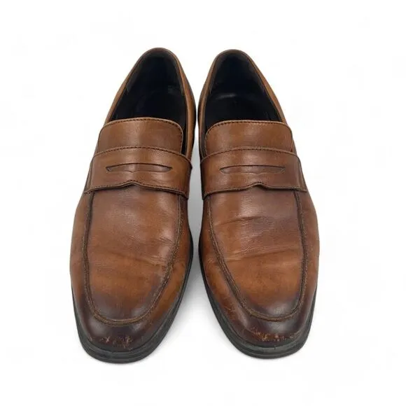 Ecco Men's Melbourne Penny Loafer US 11 EUR 45 Brown Dress Shoes Office Preppy