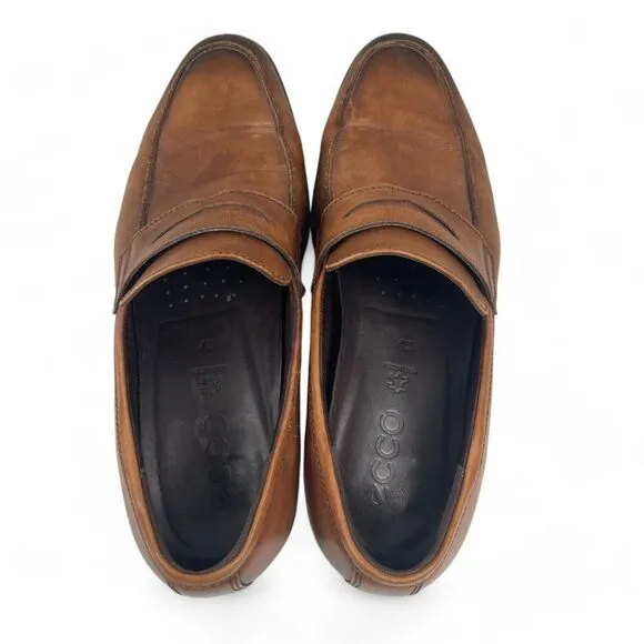 Ecco Men's Melbourne Penny Loafer US 11 EUR 45 Brown Dress Shoes Office Preppy