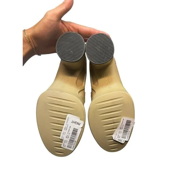 ECCO Nude Platform Loafer Heels Size 39 (US 8-8.5) Chunky Block Heel Office Chic