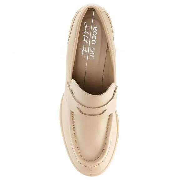 ECCO Nude Platform Loafer Heels Size 39 (US 8-8.5) Chunky Block Heel Office Chic
