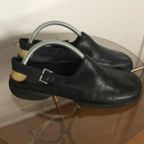 ECCO Slingback Flats Black Leather Upper &amp; insole