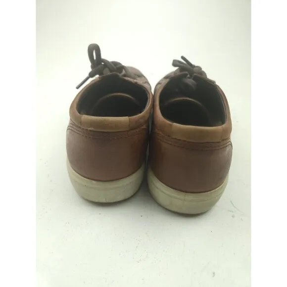 Ecco Soft 7 Men Size 9-9.5 EU 43 Brown Leather Comfort Casual Sneakers