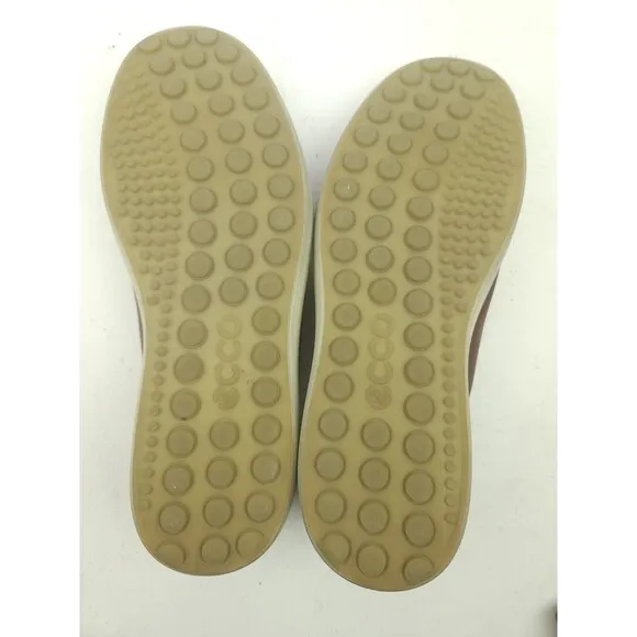 Ecco Soft 7 Men Size 9-9.5 EU 43 Brown Leather Comfort Casual Sneakers
