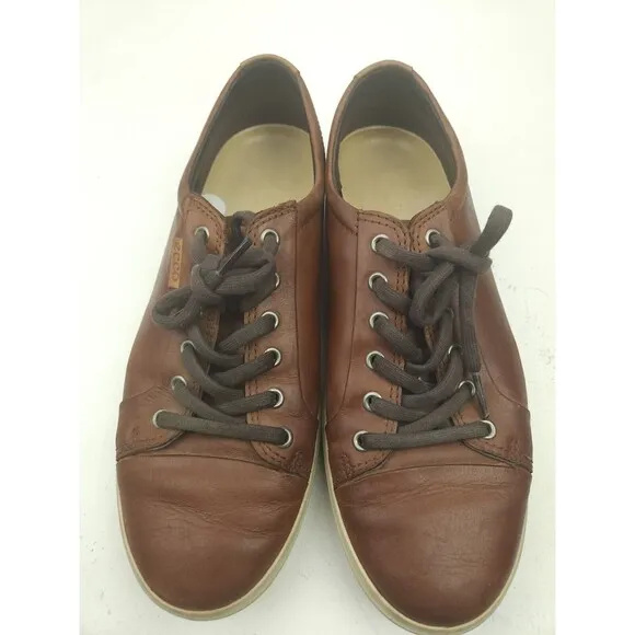 Ecco Soft 7 Men Size 9-9.5 EU 43 Brown Leather Comfort Casual Sneakers