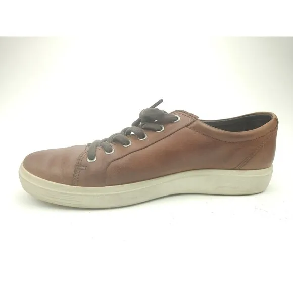 Ecco Soft 7 Men Size 9-9.5 EU 43 Brown Leather Comfort Casual Sneakers