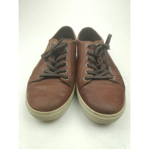 Ecco Soft 7 Men Size 9-9.5 EU 43 Brown Leather Comfort Casual Sneakers