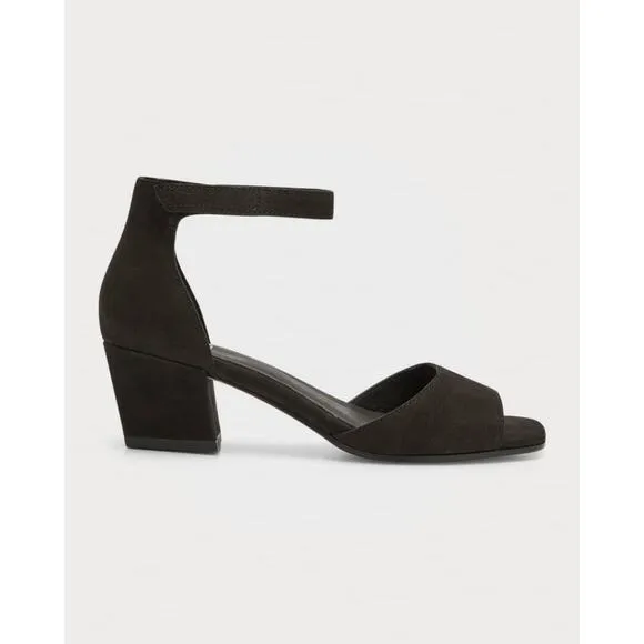 Eileen Fisher black Viva Nubuck Ankle-Grip Sandals size 8