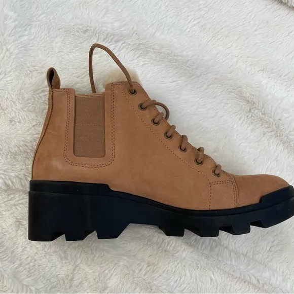 Eileen Fisher Calm Suede Shearling Hiker Lace Up boots